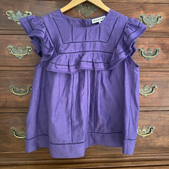 {munthe} Purple Ruffle Blouse Size S/M - Picture 11 of 11
